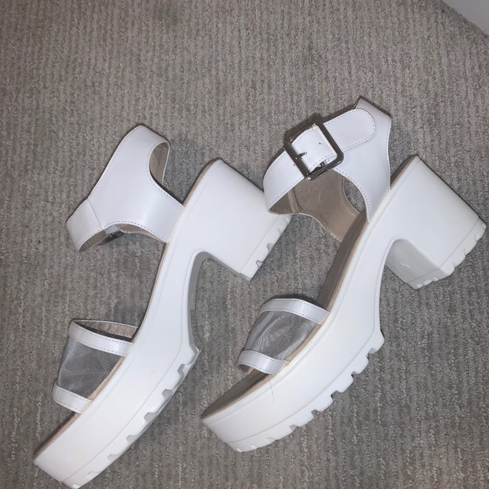 Koi Footwear White Mesh Chunky Platform Sandals